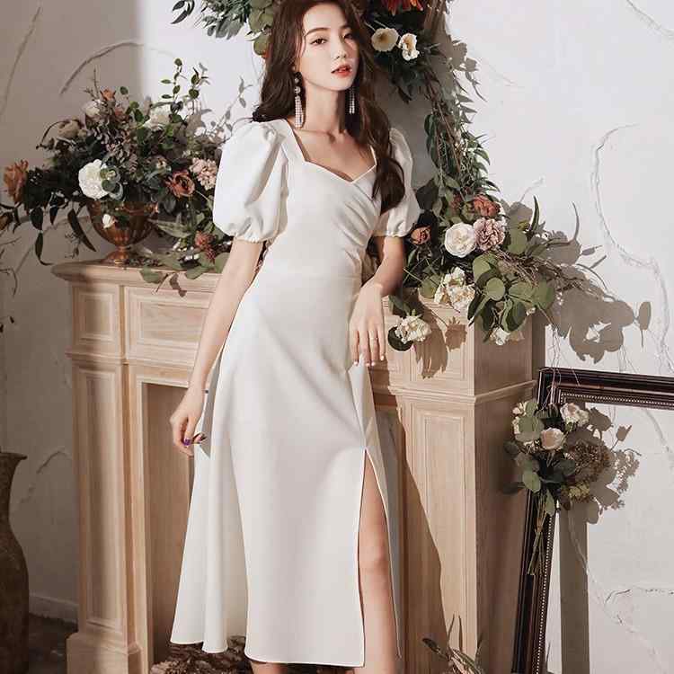 ドレス レディース フレンチスタイル 軽やか ウェディングドレス 婚約 入籍 二次会 パーティー イブニングドレス ワンピース ブライズメイド お呼ばれ 普段使い