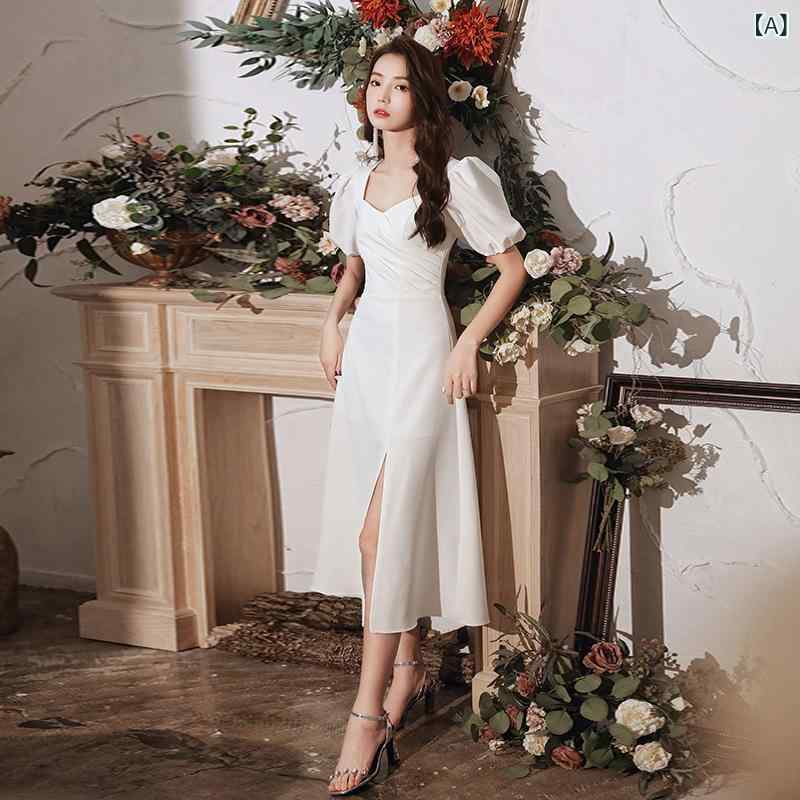 ドレス レディース フレンチスタイル 軽やか ウェディングドレス 婚約 入籍 二次会 パーティー イブニングドレス ワンピース ブライズメイド お呼ばれ 普段使い