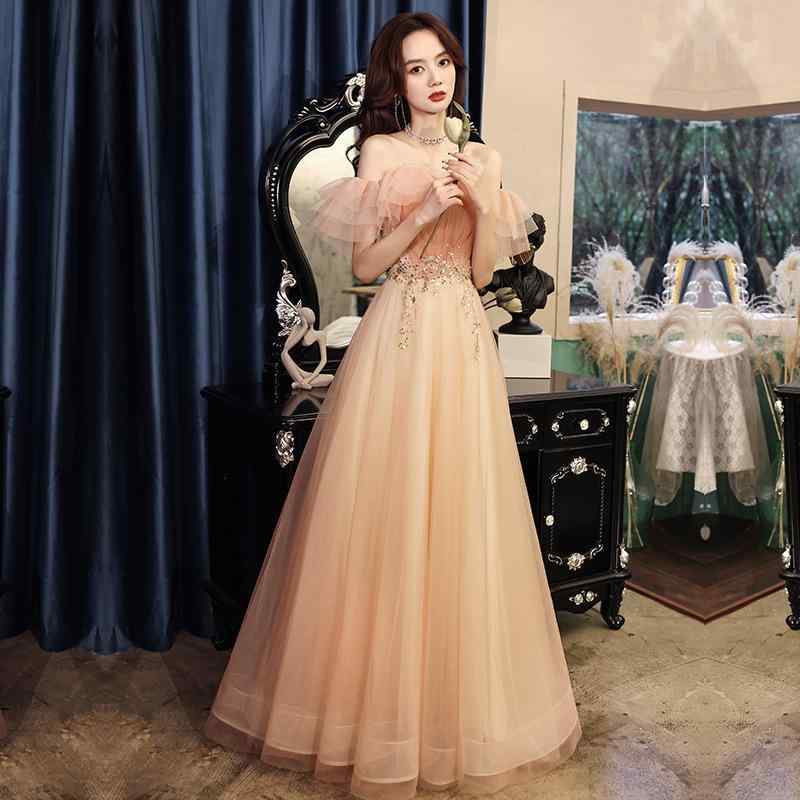 ドレス レディース フレンチスタイル オフショルダー ピンク ロング丈 パーティー イブニングドレス 結婚式 披露宴 二次会 お呼ばれ 謝恩会 発表会 演奏会 フォーマル エレガント 上品 Aライン ノースリーブ ハイウエスト
