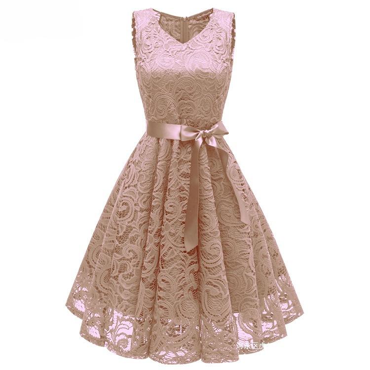 ワンピース レディース Vネック レース ノースリーブ ミモレ丈 フレアスカート パーティードレス ブライズメイド エレガント 上品 無地 きれいめ フォーマル 結婚式 二次会 お呼ばれ ピンク ワインレッド グレー ネイビー アプリコット