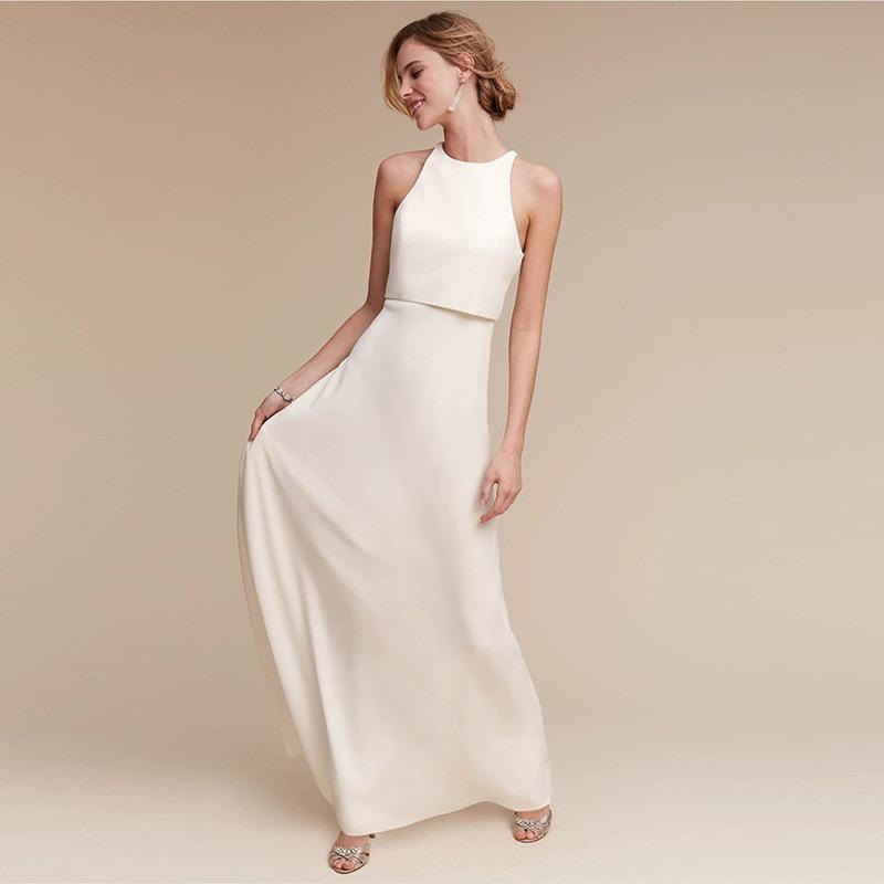 ワンピース レディース ホルターネック Aライン ロング丈 ゆったり リラックスフィット 着痩せ効果 旅行 リゾートフォト カジュアルウェディング ブライズメイド お呼ばれ 披露宴 デイリーユース ホワイト ポリエステル ノースリーブ