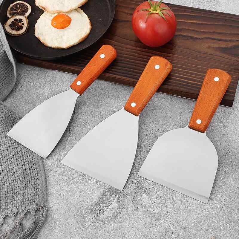 調理ヘラ ステンレス製 木柄 鉄板焼き ステーキ ハンバーグ ピザ パンケーキ クレープ お好み焼き 餃子..