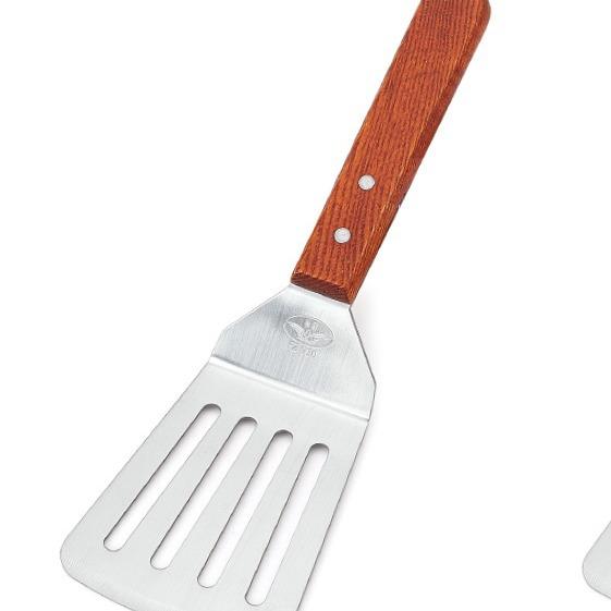 フライ返し ターナー ステンレス製 木製ハンドル 耐熱 ステーキ 鉄板焼き ピザ クレープ 焼きそば パン..