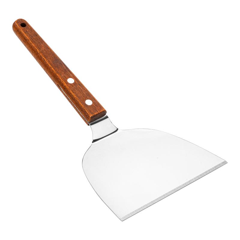 フライ返し ステンレス製 多機能 ピザ ステーキ 鉄板焼き パンケーキ ケーキ用 調理ヘラ 木製ハンドル ..