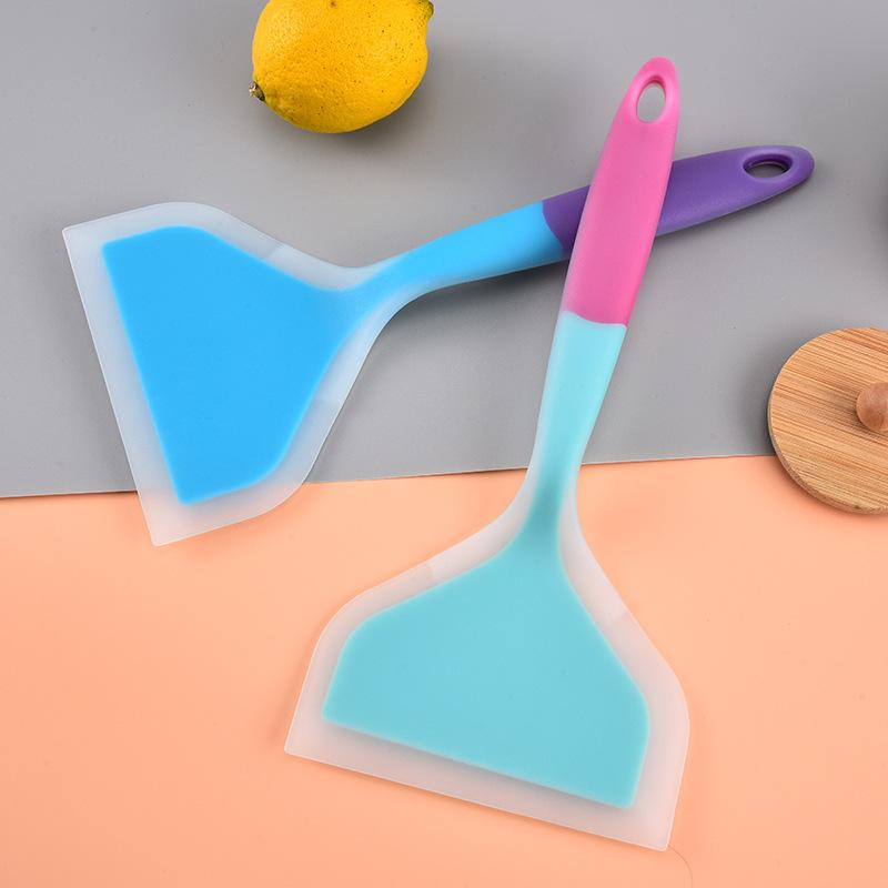 シリコンターナー 半透明 バイカラー 幅広 フライ返し 玉子焼き器 目玉焼き 魚 ステーキ ピザ フライパン 焦げ付き防止 テフロン加工鍋対応 耐熱 食品グレード 多用途 調理器具