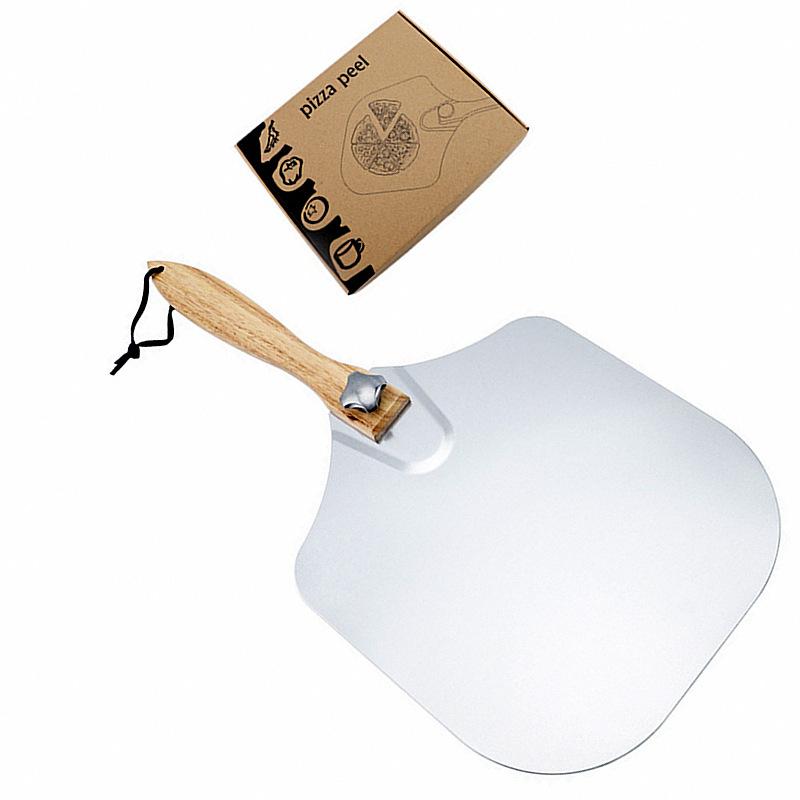 ピザピール 折りたたみ式 アルミ合金製 ラバーウッド製持ち手 12x14インチ 軽量 コンパクト収納 高品質..