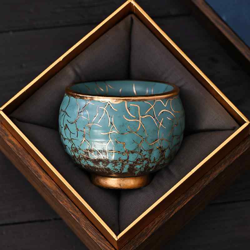 茶杯 湯呑 陶磁器 主人杯 単品 青釉 描金 銀彩 金彩 常青釉 大容量 功夫茶 中国茶 新中式 中式 高級感 ..