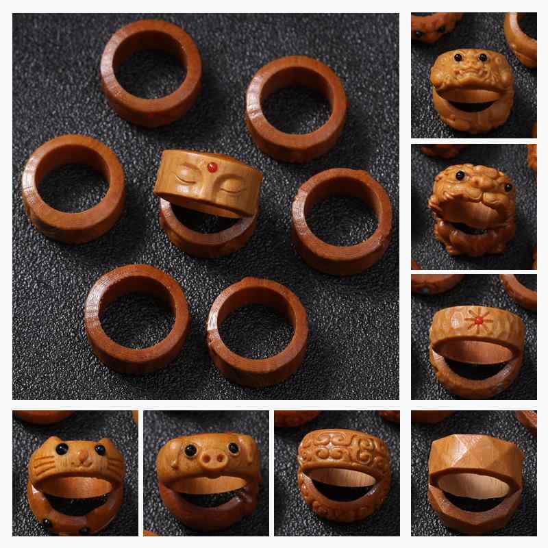 アクセサリーパーツ 白檀 木製 彫刻 回転リング 可動式チャーム DIY 手作り ハンドメイド ブレスレット 指輪 文玩 コレクション 天然素材 飾り物