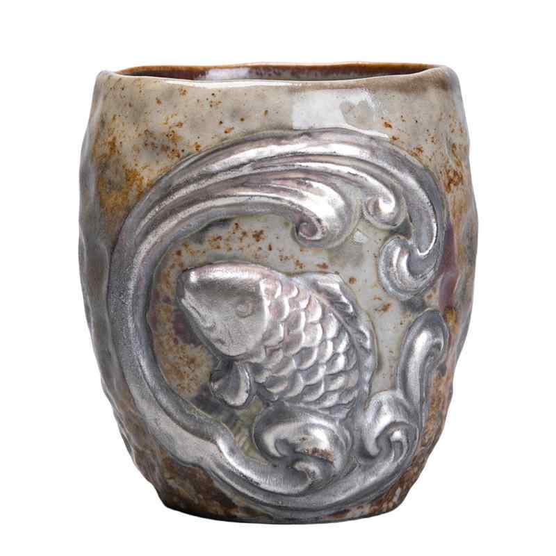 茶杯 湯呑み ティーカップ 陶器 窯変 粗陶 レトロ アンティーク 中式 手作り ハンドメイド 大型 大容量..