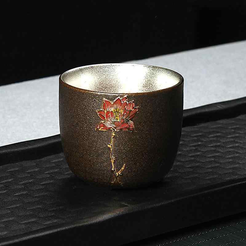 茶器 SV999純銀 陶磁器 中国茶杯 功夫茶杯 品茗杯 手作り 伝統工芸 高級感溢れる おしゃれな自宅用茶道..