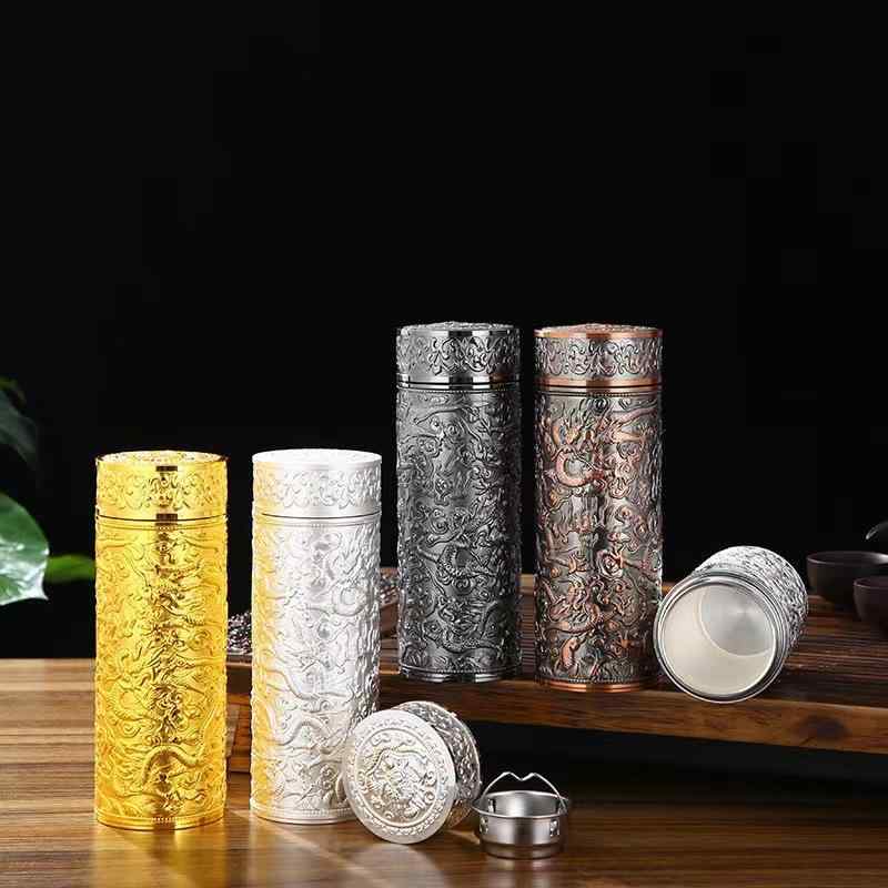 保温カップ 純銀製内胆 九龍デザイン 銀イオン抗菌 真空断熱 亜鉛合金製 ビジネスシーン オフィス 通勤..