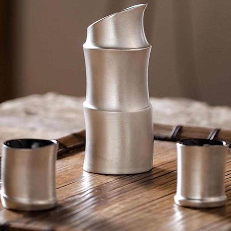 酒器 景徳鎮 磁器製 徳利 ぐい呑み お猪口 3点セット 銀彩 モダン シンプル おしゃれ 高級感 自宅用 来..