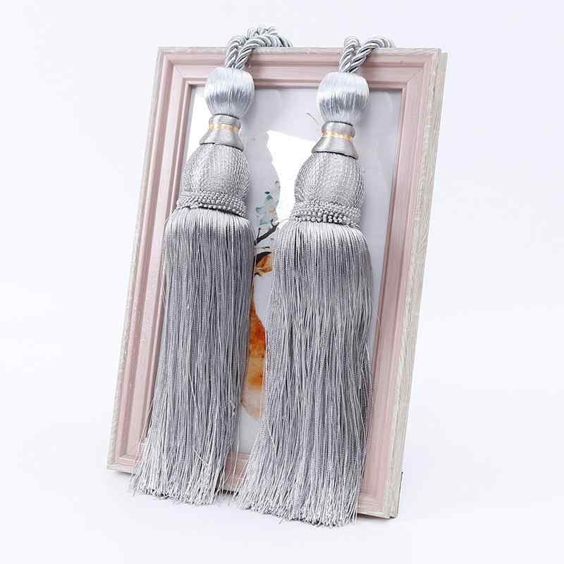 カーテン タッセル ゴールドスレッド 飾り玉付き 房掛け紐 ポリエステル製 窓装飾 インテリア シンプル..