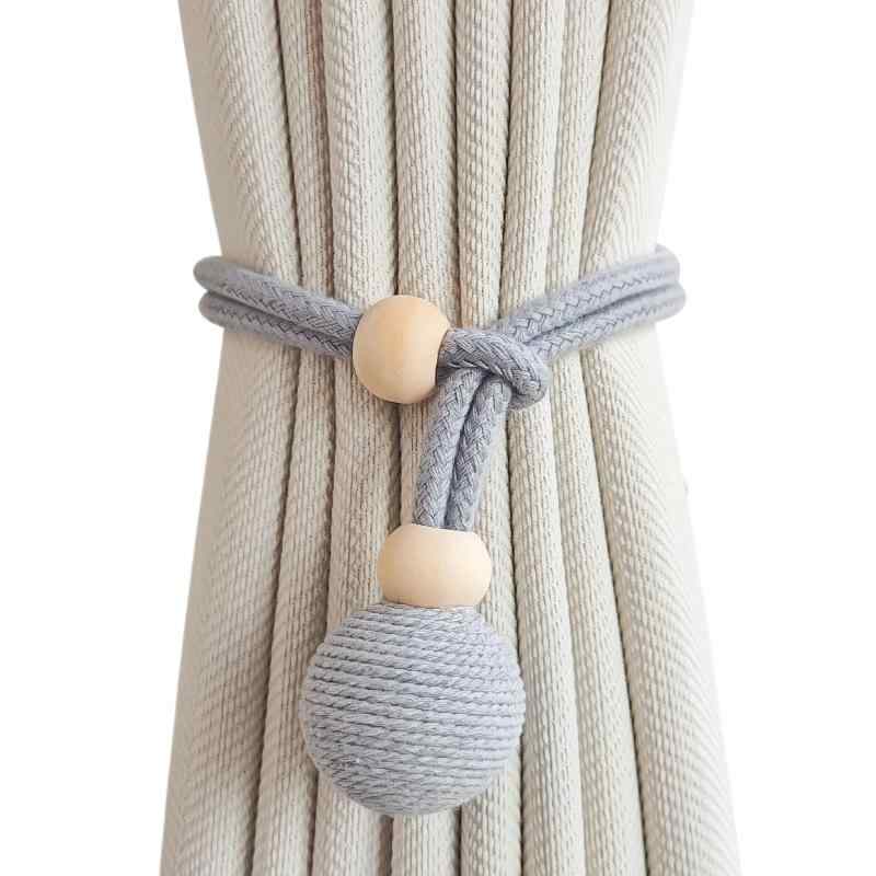 カーテンタッセル モダン シンプル 手作り コットンロープ 長さ調節可能 ボール型 フック不要 リビング 寝室 インテリア 装飾 ベージュ グレー クリーム
