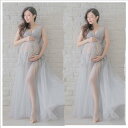 マタニティドレス レディース 妊婦 フォト 撮影衣装 総レース チュール シアー素材 ワンピース 伸縮性 オールシーズン フリーサイズ 美しい 幻想的 フェアリー エレガント ふんわり 記念撮影 スタジオ撮影(x2)