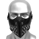 フェイスマスク 大人用 スチームパンク ロックテイスト PUレザー ブラック ハロウィン クリスマス パーティー イベント コスプレ 仮装 クール ホラー