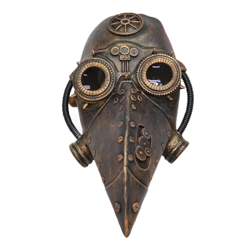 マスク スチームパンク 疫病医師 鳥嘴 仮面 ハロウィン コスプレ ラテックス製 かわいい ゴシック パンク ヴィンテージ レトロ 鋲 イベント パーティー(3)