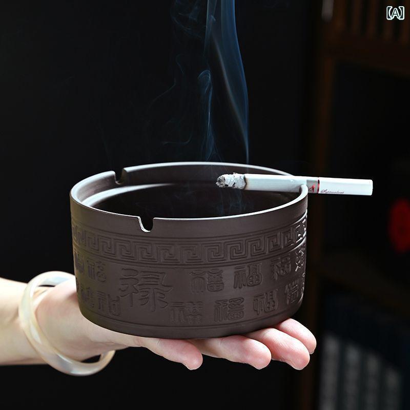 灰皿 紫砂 新中式 蓋付き 百福 レトロ アンティーク 高級感 上品 おしゃれ ホテル用 家庭用 リビング ..