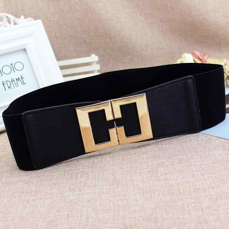 ベルト レディース ブラック 幅広 ゴムベルト ウエストマーク 太め ストレッチ 細見え スタイルアップ メタルバックル ワンピース スカート チュニック フォーマル カジュアル 通勤 着回し 万能