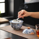 灰皿 蓋付き 灰飛散防止 陶磁器 青花柄 新中式 レトロ クラシック 高級感 家庭用 リビング オフィス 書斎 卓上 デスク用 置物 オブジェ おしゃれ インテ...