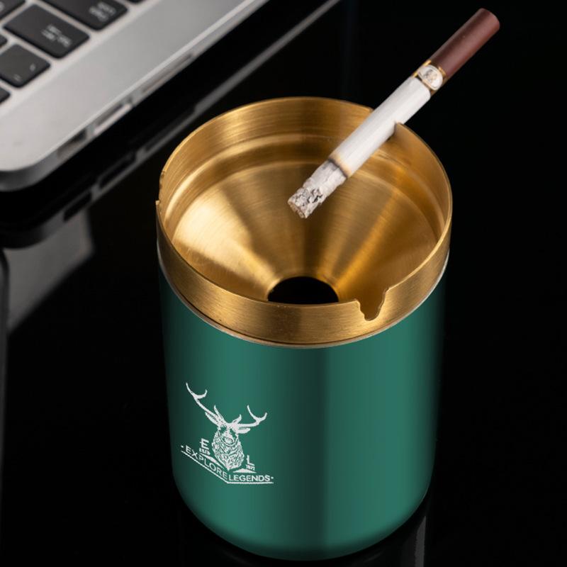 灰皿 ステンレス製 ロート型 蓋つき 家庭用 リビング オフィス 屋外 防風 飛散防止 おしゃれ 個性的 モダン 北欧風 スタイリッシュ シンプルデザイン シルバー ブラック ダークグリーン インテリア雑貨