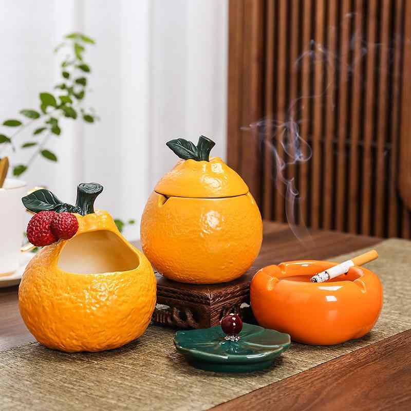 灰皿 開運 招福 縁起物 おしゃれ スタイリッシュ 新中式 北欧モダン 蓋付き 陶器製 セラミック アッシュトレイ 家庭用 リビング 居間 応接室 喫煙具 インテリア雑貨