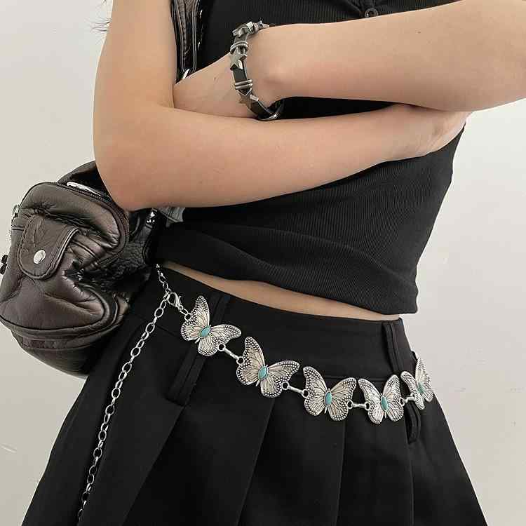 ベルト レディース 蝶々 バタフライ ウエストチェーン ボヘミアン エスニック Y2K デザイン 個性派 フ..