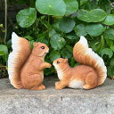 置物 リス フィギュア ミニチュア かわいい 小動物 樹脂製 卓上 オブジェ 装飾 インテリア ガーデン テラリウム 盆栽 デスク周り ペアセット ブラウン 赤...