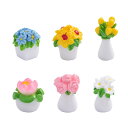 ミニチュア盆栽 バラ 造花 フェイクグリーン アーティフィシャルフラワー 樹脂製 卓上 花瓶 ドールハウス用 インテリア 置物 飾り モダン シンプル ピンク ...