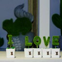 フェイクグリーン ミニ 造花 観葉植物 鉢植え love文字型 樹脂製 インテリア置物 デスク 書斎 リビング 寝室 飾り ヨーロピアンスタイル(x2)