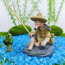 水槽用オブジェ 太公望 釣り翁 フィギュア 樹脂製 レジン製 ミニチュア 中華風 アクアリウム装飾 庭園 盆栽 リビング 玄関 卓上 インテリア 飾り