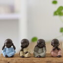 インテリア 置物 ミニチュア かわいい 小坊主 フィギュア 紫砂陶器 手作り 四不小僧 ポーズ 茶器 飾り 多肉植物 盆栽 ガーデニング 和風 癒し 小物 人物...