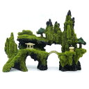 アクアリウム用品 樹脂製 リアル ミニチュア 模造山 ジオラマ石 青苔 白玉 パビリオン 水槽装飾 レイアウトオブジェ 金魚鉢 亀飼育 水草水槽 テラリウム パ...
