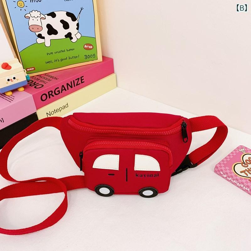 キッズバッグ 子供用 男女兼用 車柄 自動車モチーフ かわいい カラフル ボディバッグ ショルダーバッグ 斜め掛け 軽量 コンパクト オックスフォード生地 普段使い お出かけ 通園 3