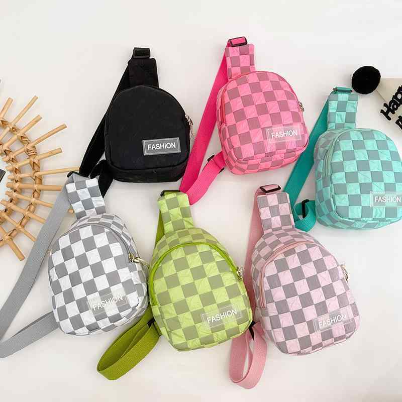 ボディバッグ キッズ 男の子 女の子 ウエストポーチ ショルダーバッグ チェッカー柄 市松模様 ナイロン..