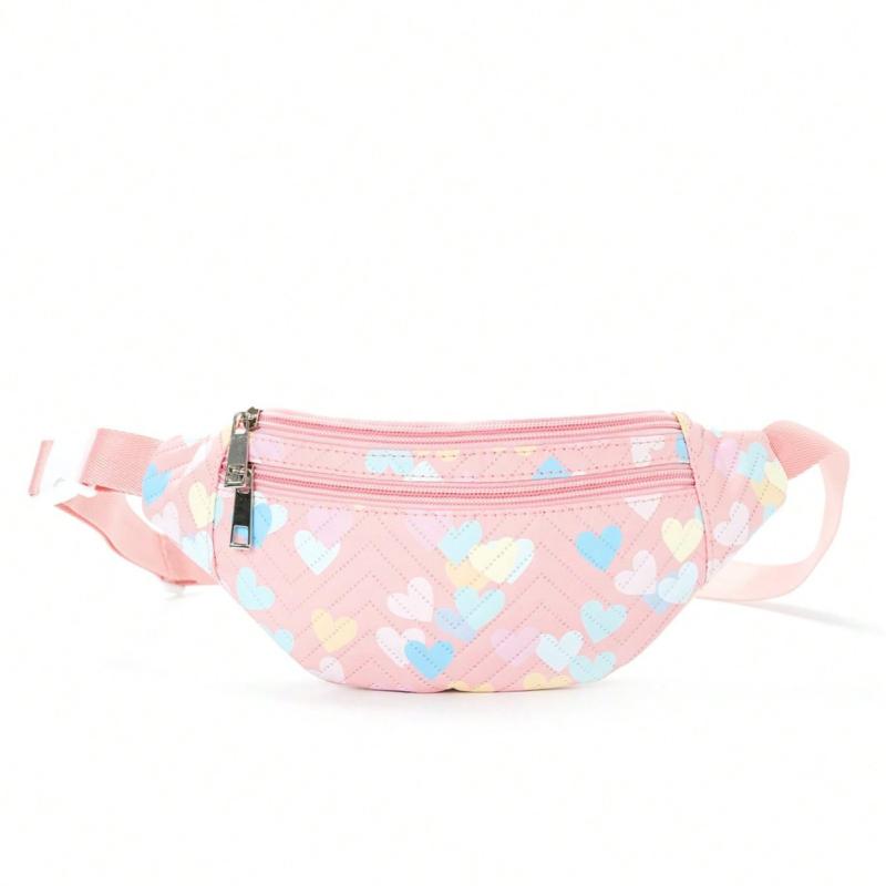 ボディバッグ キッズ 小学生 プリント柄 マルチカラー キルティング V字刺繍 大容量 PUレザー 防水 かわいい 普段使い お出かけ 斜め掛けバッグ