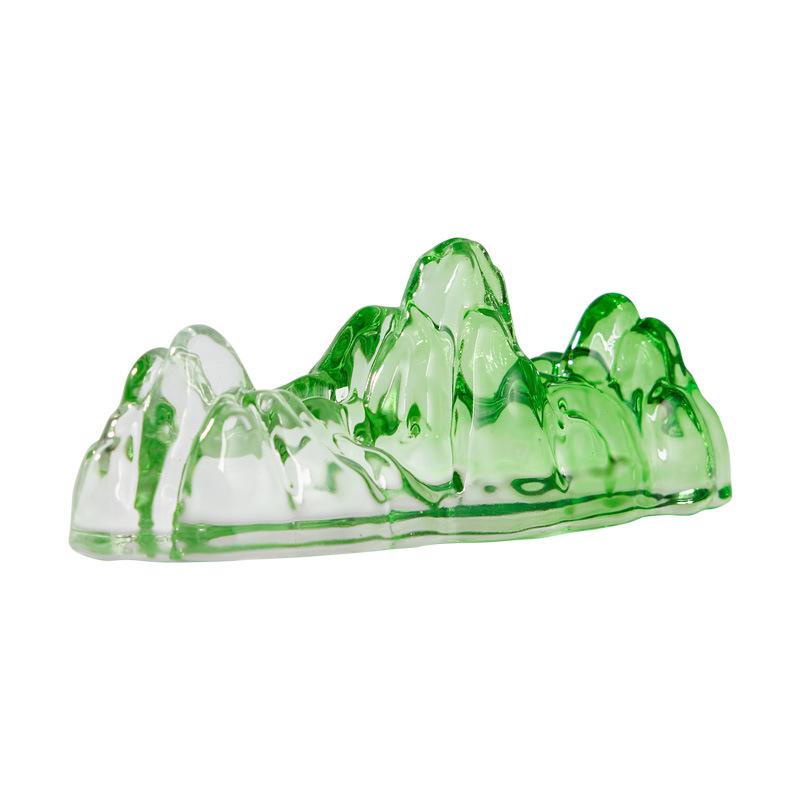 筆置き 透明 クリスタルガラス製 筆山型 書道筆置き おしゃれ ユニーク 文鎮 ペーパーウェイト デスク周り 文房具 飾り物 オブジェ グリーン ブルー ピンク...