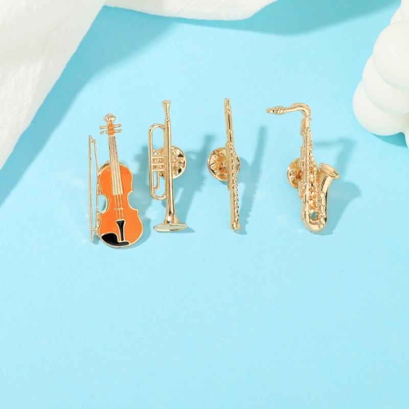 ブローチ 男女兼用 欧米風 バイオリン ギター サックスモチーフ 個性的 ファッション かわいい 合金製 エナメル加工 音符 カジュアル ビジネス アクセサリー 普段使い おしゃれ 小物