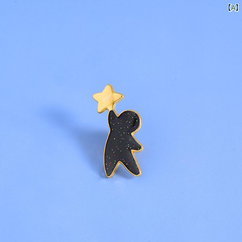 胸針 男女兼用 ユニセックス 星を掴む人モチーフ キャラクターデザイン 合金製 か...