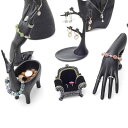 アクセサリー ディスプレイ スタンド ジュエリー 収納 リング ピアス イヤリング ネックレス ブレスレット 指輪 ホルダー 店舗用 什器 アクリル製 おしゃれ ユニークデザイン 手型 マネキン型 ブラックカラー 展示 陳列