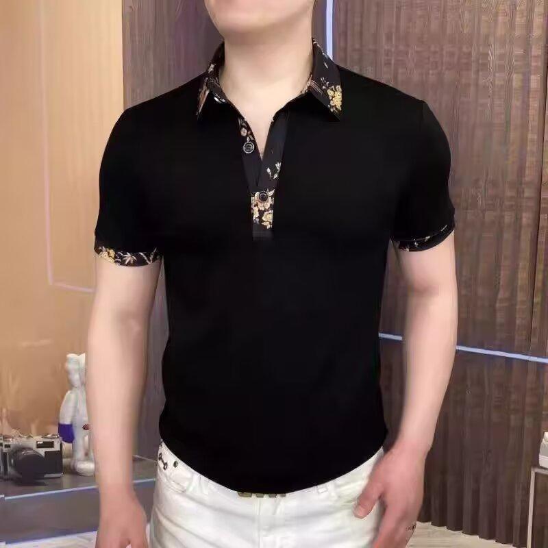 ・カテゴリ: ポロシャツ・スタイル: 韓国風・主な素材: ポリエステル100%・袖丈: 半袖・柄: 小花柄・シルエット: スリムフィット・厚さ: 薄手・用途: デイリー・カラー展開: ブラック・サイズ展開: M、L、XL、2XL、3XL、4XL、5XL・機能: 洗濯機洗い対応、耐摩耗性、形状記憶、高色堅牢度