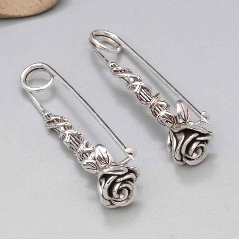 胸針 レディース バラ ローズ フラワー 花びらモチーフ レトロ クラシック 光沢感 上品 スタイリッシュ シンプル ベーシック 銅製 ゴールド シルバー オフィス カジュアル 通勤スタイル