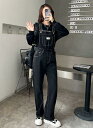 オーバーオール レディース 低身長向け 150cm台 デニム コットン ハイウエスト ストレート ワイドシルエット ゆったり リラックスフィット アンクル丈 カジュアル フェミニン ガーリー 大人可愛い ウォッシュ加工 ブラック