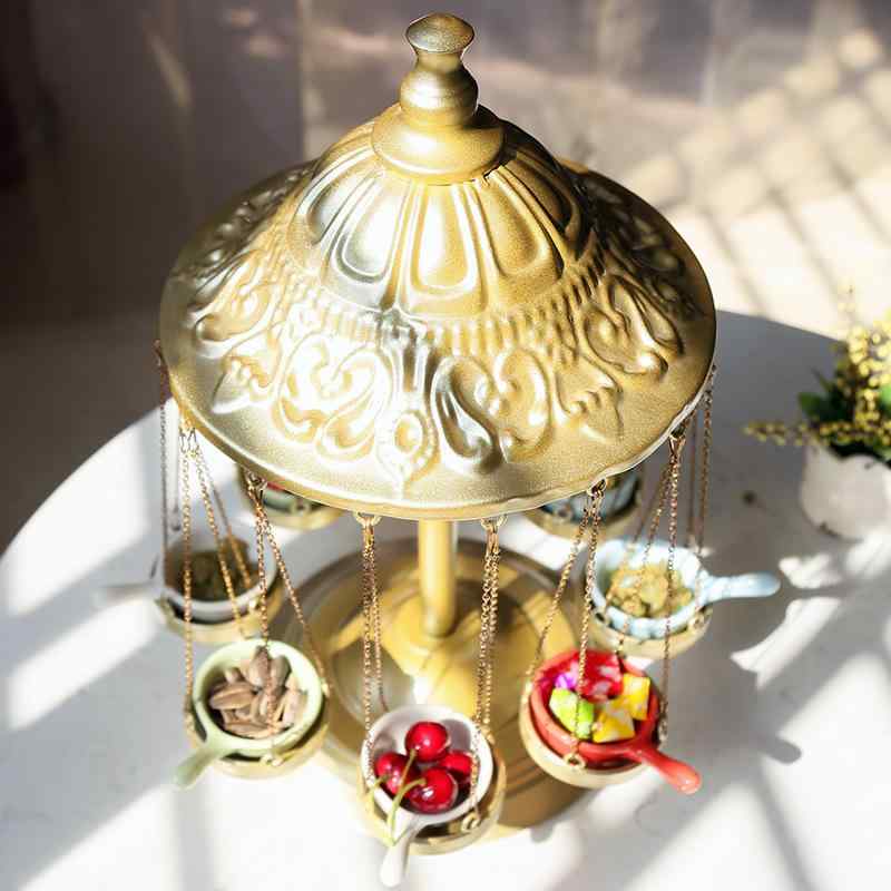 デザートスタンド ステンレス製 回転木馬型 ケーキスタンド おしゃれ 多層 アフタヌーンティー プリン ..