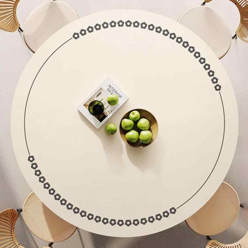 テーブルマット テーブルクロス 北欧風 高級感 クリーム色 レザー PVC素材 円形 家庭用 ダイニング用 拭き取り可能 防水 撥水加工 吸水性 耐熱性 滑り止め お手入れ簡単