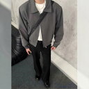 ジャケット メンズ ショート丈 黒 ブラック 肩パッド入り 大人カジュアル ストリート アメカジ クール 高級感 フライトジャケット ブルゾン 春 秋アウター ポリエステル素材 ゆったり ルーズフィット 襟付き シワになりにくい