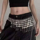 ウエストチェーン レディース 飾りベルト デニムパンツ ジーンズ 重ね着スタイル ダンス衣装 ウエストアクセサリー 腰巻き 多用途 万能 高級感 メタル製 タッ...