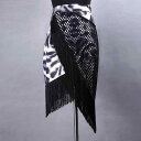 ラテンダンス 衣装 レディース 大人用 セクシー ボリュームフリンジ シースルーメッシュ スカート ストレッチ素材 練習 レッスン 競技会 発表会向け ダンスウ...