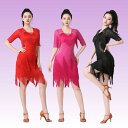 ワンピース レディース スリムフィット フリンジ ラインストーン 社交ダンス ラテンダンス ステージ衣装 競技用 発表会 レッスン着 パフォーマンス 練習着 ポ...