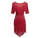 ラテンダンスドレス レディース 社交ダンスドレス 競技会用ドレス 発表会衣装 舞台演出服 フリンジ Aライン メッシュ スパンデックス ストレッチ 大人用 団体...